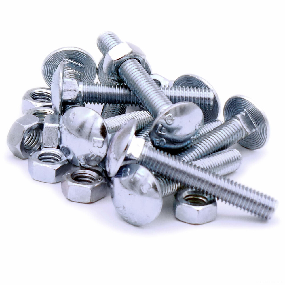 M8 (8mm x 50mm) Cup Square Carriage Bolts & Nuts - Steel (Pack of 10)