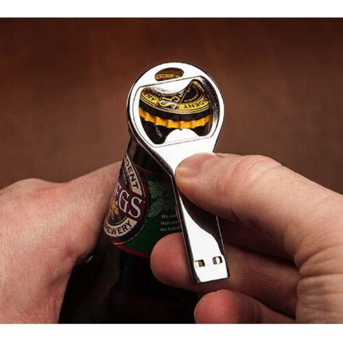 Gadget Gift Silver USB 8GB Flash Memory Stick Bottle Opener Keyring 1