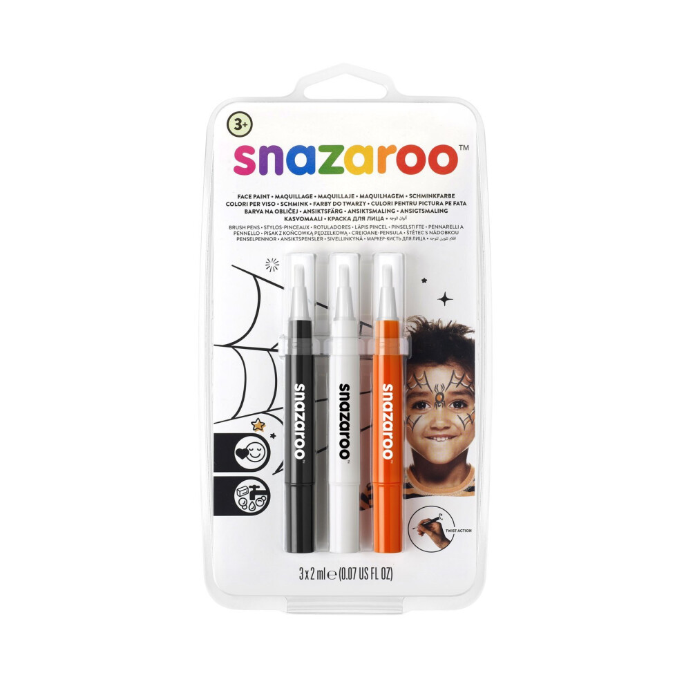 Snazaroo Face Paint Brush Pen, Halloween, Pack of 3