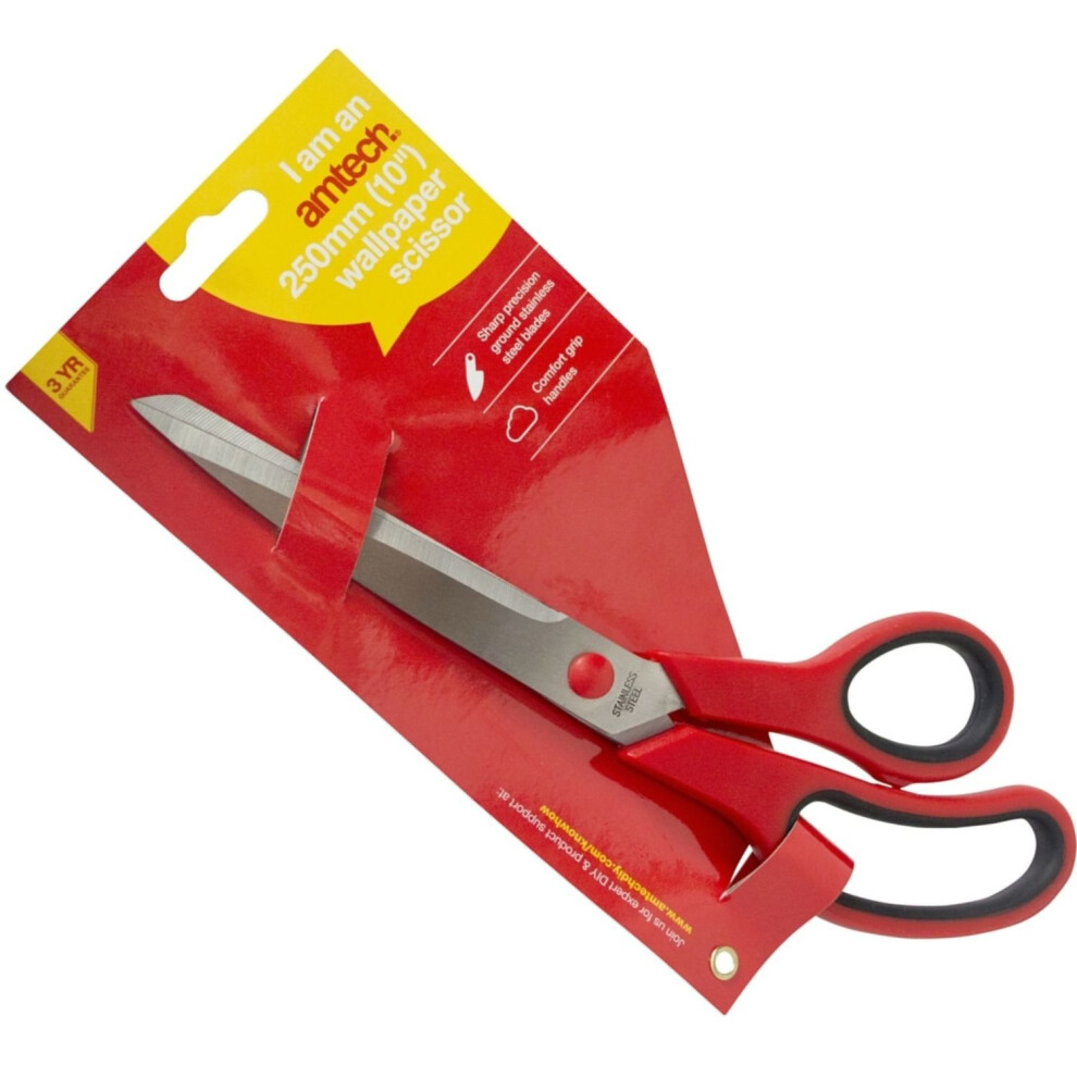 Amtech 10" Pro Wallpaper Scissors Stainless Steel Kitchen Household Decorators 5032759020744