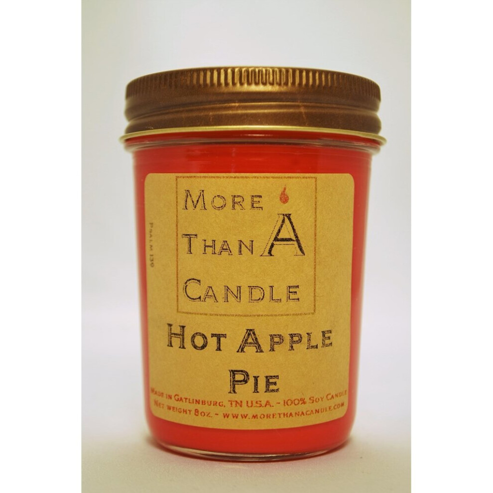 More Than A Candle HAP8J 8 oz Jelly Jar Soy Candle, Hot Apple Pie-image-OPC-PNKSJ9-NEW