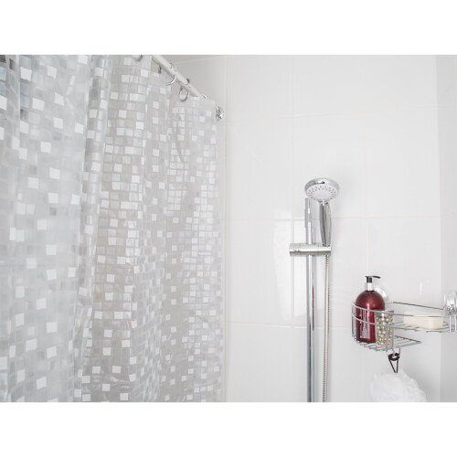 Croydex Croydex Silver Mosaic Fully Waterproof PVC Shower Curtain 2