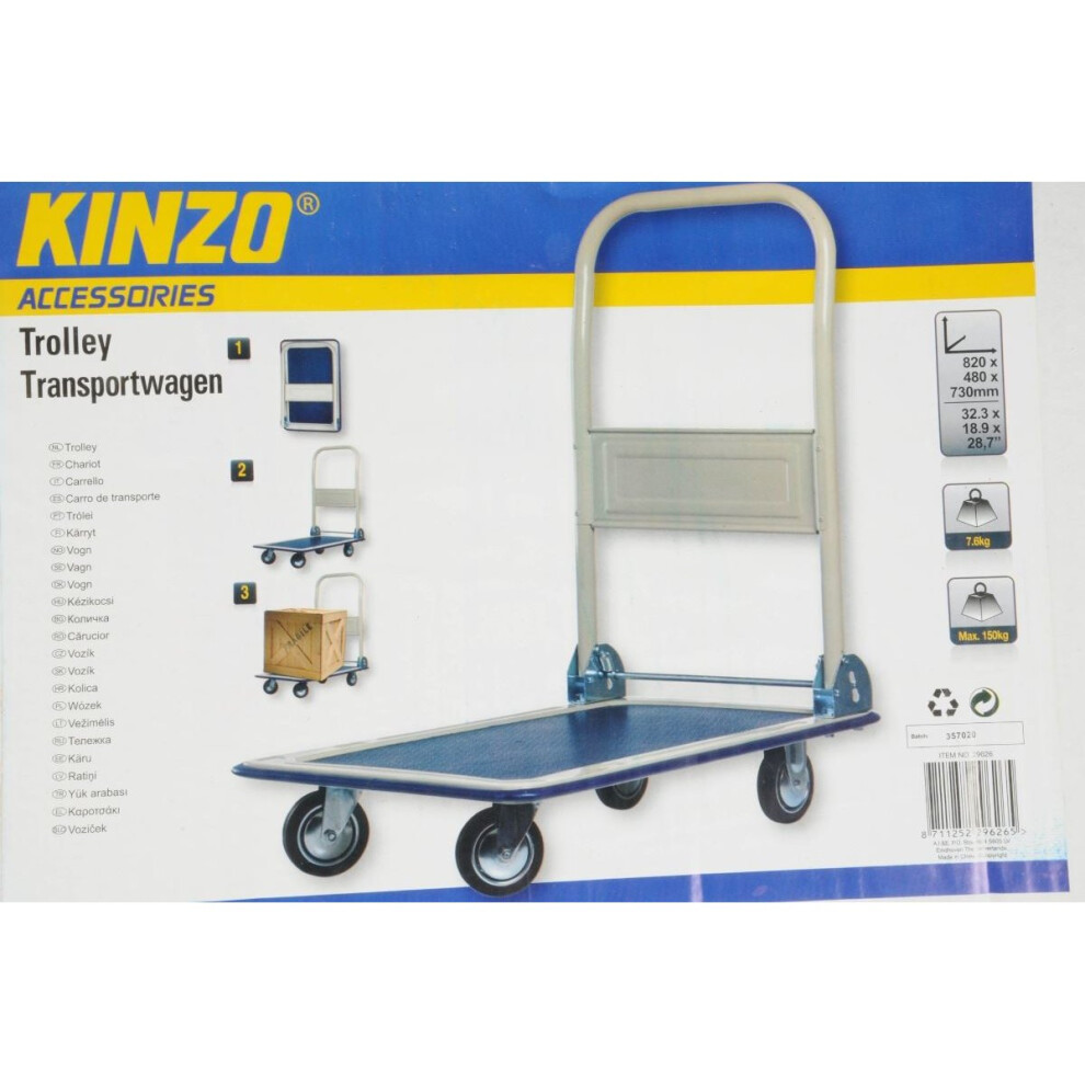 Portable Folding Flat Hand Trolley Industrial Transport Sack Truck Max.150kg 8711252296265