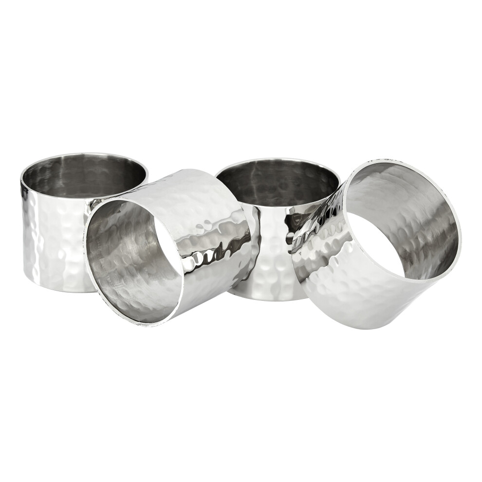 Elegant Set Of Four Silver Finish Napkin Rings, Versatile Rings For Kitchen, High Quality Napkin Holder