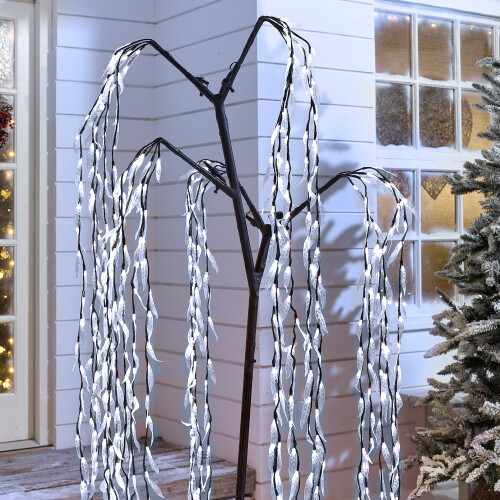 (White, 6ft/480 LED) Christmas Willow Tree Indoor & Outdoor LED Tree