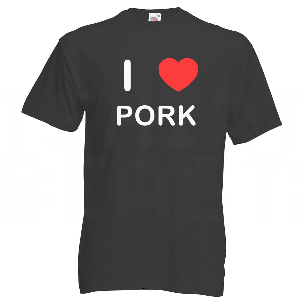 (Black, L) I Love Pork - T Shirt