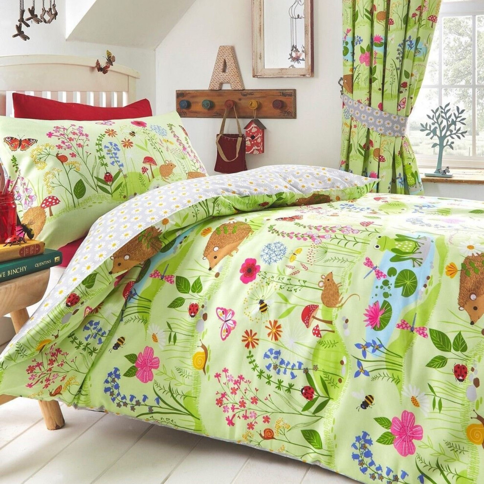 Kids Club Bluebell Woods Bed Duvet Cover and Pillowcase Beddig Set, Green, Single