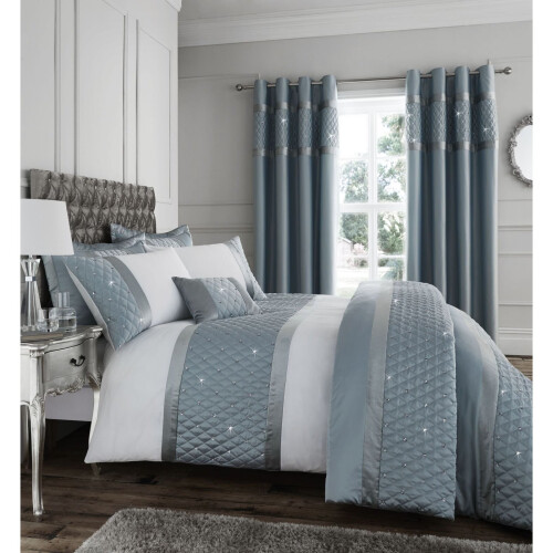 Catherine Lansfield Catherine Lansfield Sequin Cluster Double Duvet Set Duck Egg, Polyester-Cotton