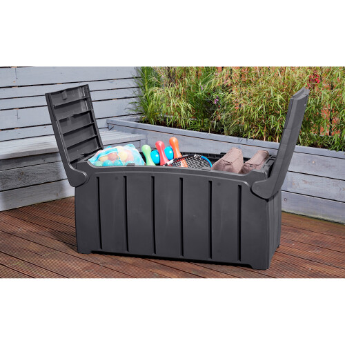Strata Strata 322L Heavy Duty Garden Storage Box / Seat, Lockable Trunk Grey 2