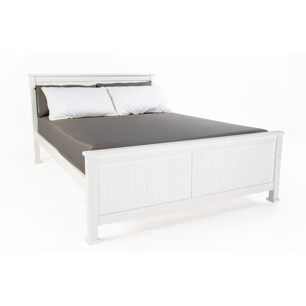 (King) Madrid Solid Wooden Bed Frame in White(FRAME ONLY)