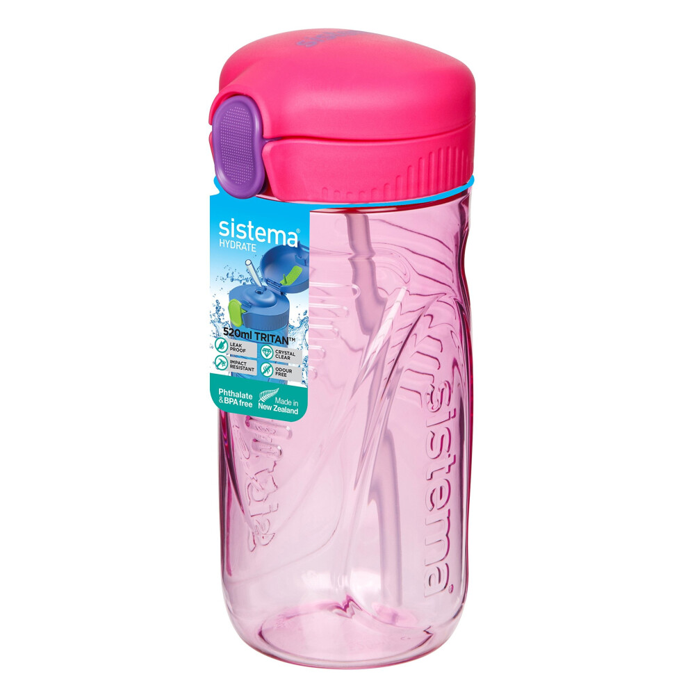 Sistema Quick Flip Tritan Bottle, Assorted Colours, 520 ml