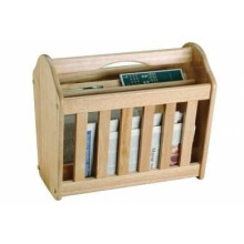 Havea Wood Free-Standing Magazine Rack with Divider and Shelf 43x26x39 cm - 9748