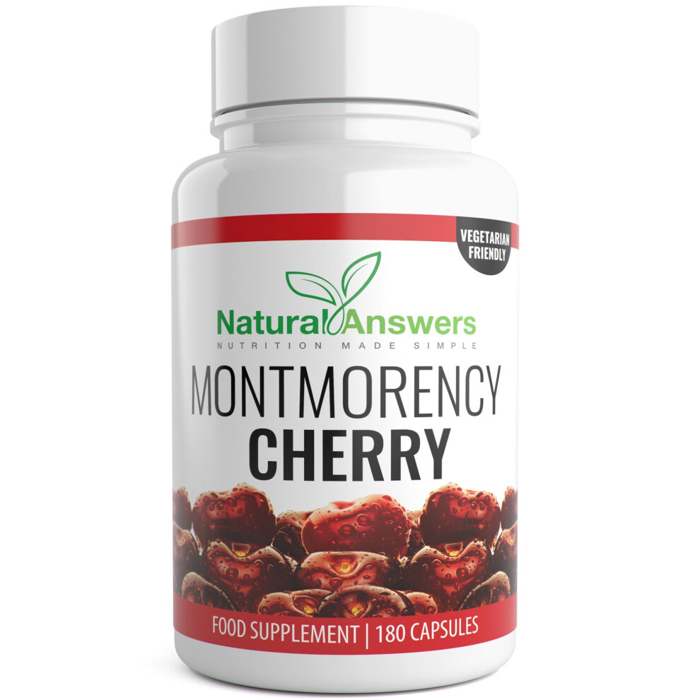 Montmorency Cherry 1100mg - 3 Month Supply - 180 Vegetarian Capsules - 100% Suitable for Vegetarians - Cherry Extract - UK Manufactured Supplement...