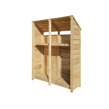 (6ft, Light Green) Wooden Log Store With Kindling Shelf - Reversed Roof (L-146cm, H-126cm / 180cm, W-81cm)