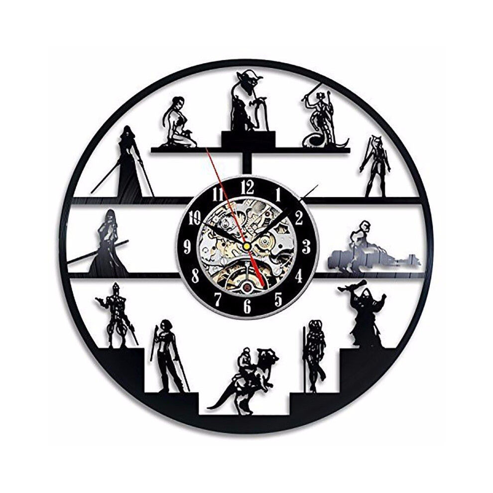 Cartoon Theme CD Record Star Wars Art Vinyl Record Led Wall Clock