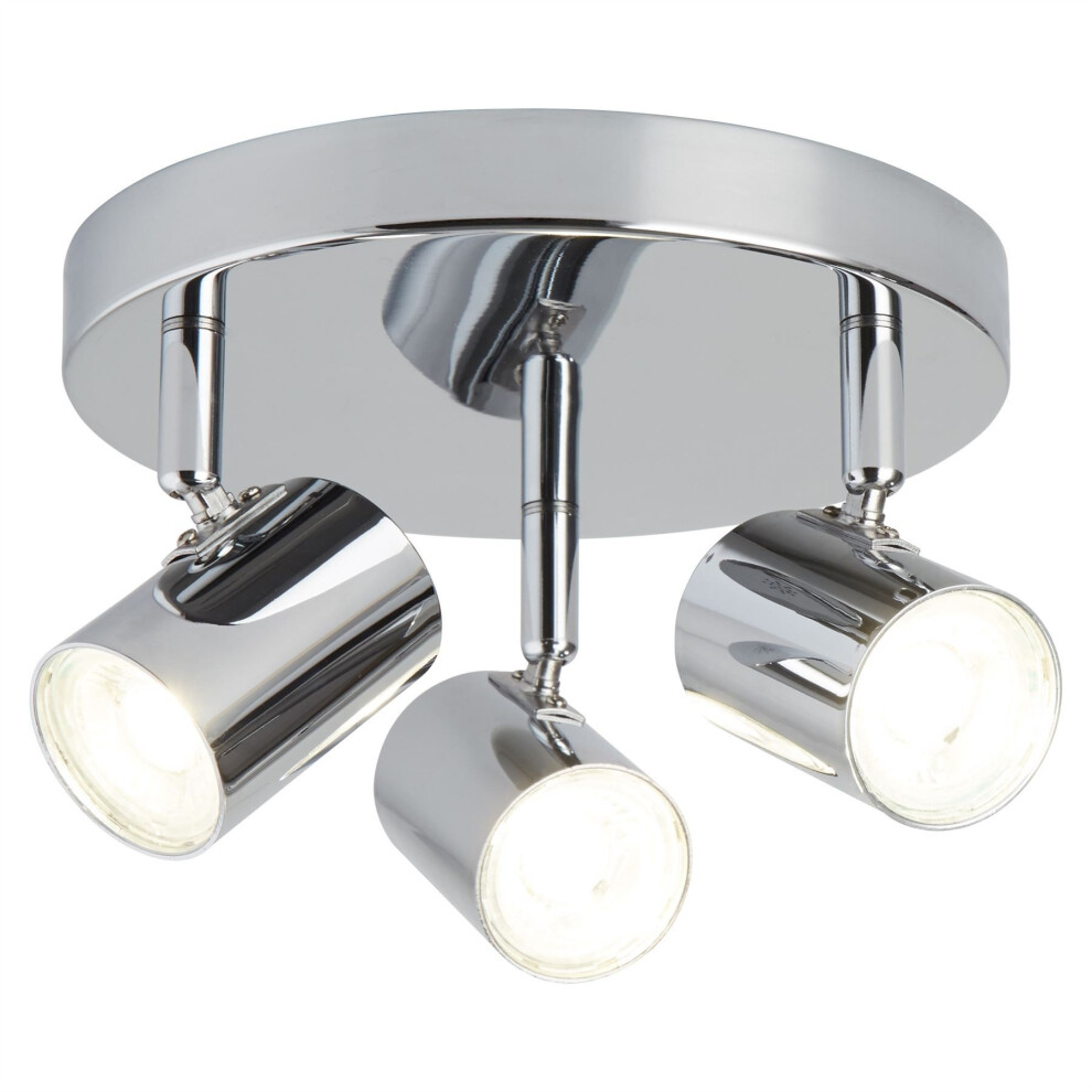 Searchlight Rollo 3 Adjustable Chrome Cylinder Head Spots Plate Ceiling Light