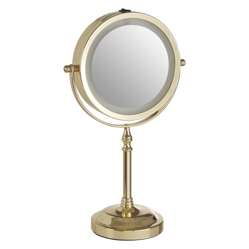 Premier Housewares Premier housewares Cassini Gold Colour Iron LED Table Mirror 2