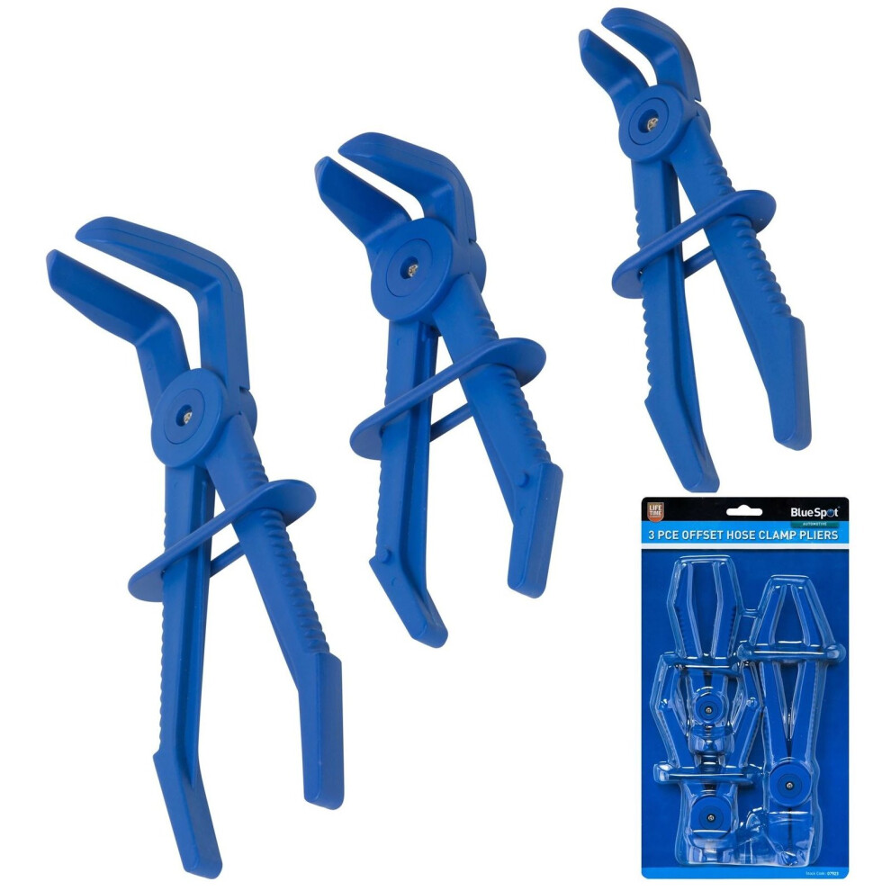 Bluespot 3pc Flexible Offset Hose Pliers Clamp Plier Set Brake Radiator Pipes