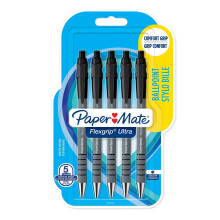 Paper Mate 1.0 mm Flexgrip Ultra Retractable Ballpoint Pen, Medium Point, Black, Pack of 5