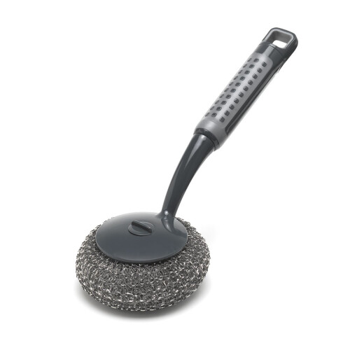 Addis ComfiGrip Long Handled Washing Up Scourer Scrub Brush, Metallic Graphite, 26 x 10 x 12 cm on OnBuy