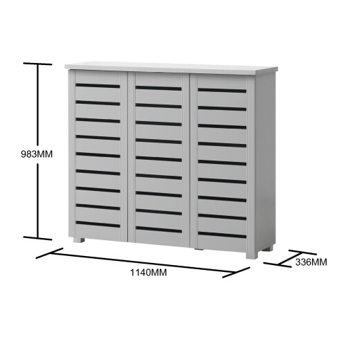 Timber Art Design UK 5 Tier Shoe Storage Cabinet 3 Door Cupboard Stand Rack Unit Grey 2