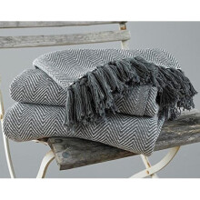 EHC Herringbone Super King 100% Cotton Throw for Sofa, Bedspread 250 x 380cm - Grey