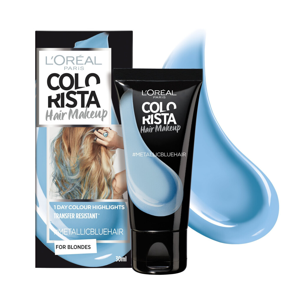 New L’oréal Paris Colorista Hair Makeup Temporary Blonde Hair Colour, Metallic Blue C-3600523616749