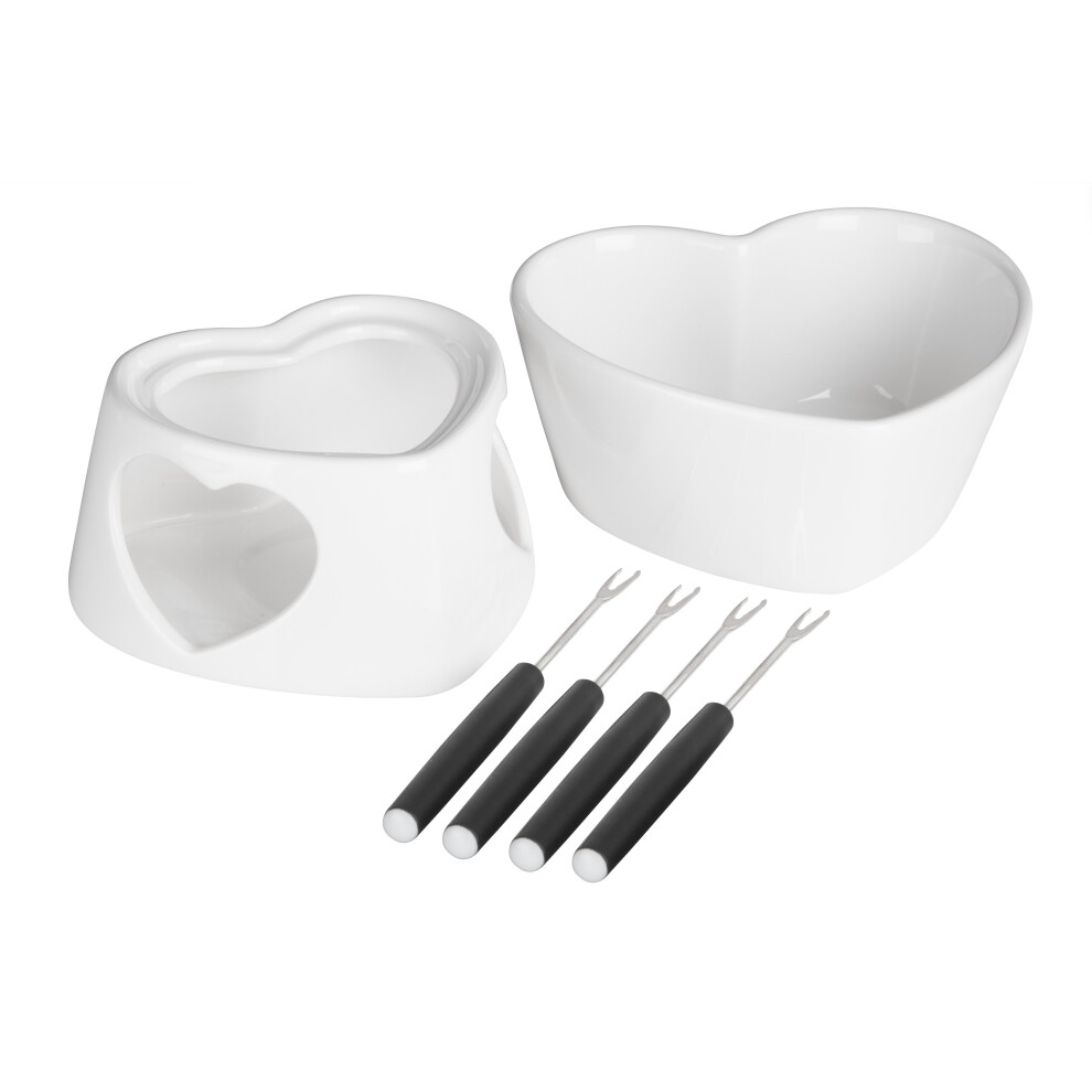 Premier Housewares Durable Fondue Set, Heart Shaped Design Cheese Fondue Set, Chic Design Best Fondue Set For Dining Table