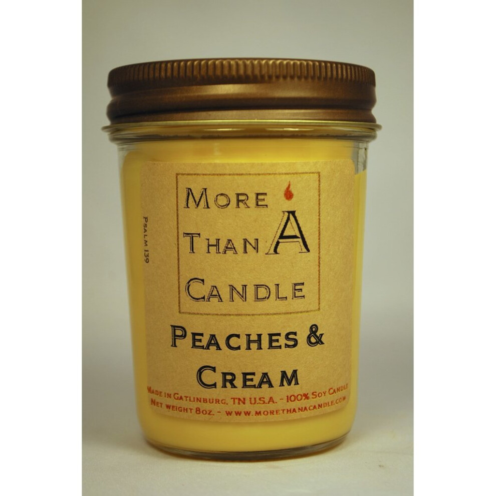 More Than A Candle PAC8J 8 oz Jelly Jar Soy Candle, Peaches & Cream-image-OPC-PNKSJB-NEW