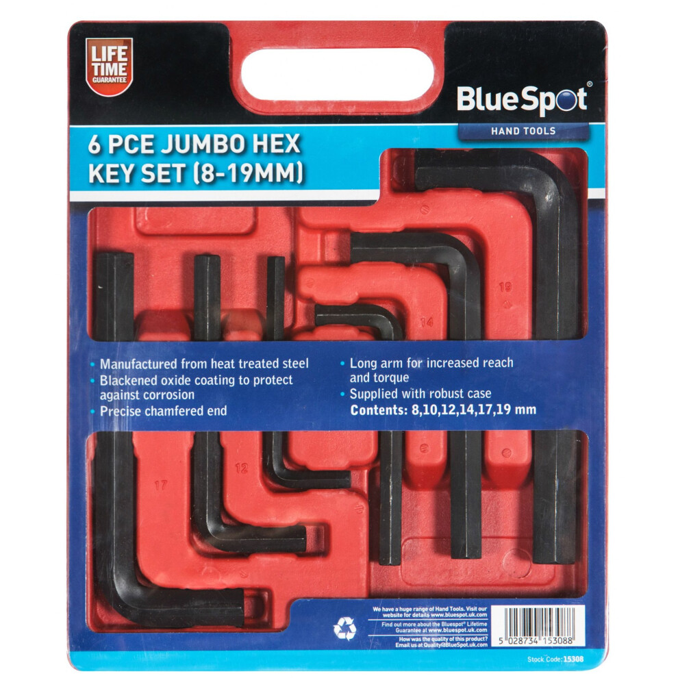 BlueSpot Large Jumbo Metric Hex Key Set Allan Allen Hexagon Wrench 8 - 19mm