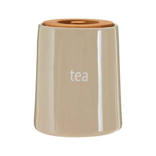 Premier Housewares Functional Design Beige Ceramic Tea Canister, Chic Design Ceramic Canister, Durable Canister For Ingredients
