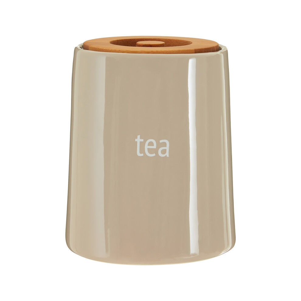 Fletcher Tea Canister With Bamboo Lid, Beige