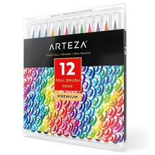 Penne a Pennello ARTEZA, Set da 12, Pennarelli Acquerellabili per Calligrafia e Colorazione