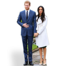 STAR CUTOUTS Life Size Cut Out with Mini Version of Prince Harry and Meghan Markle, Cardboard, Multi-Colour, 186 x 92 x 186 cm