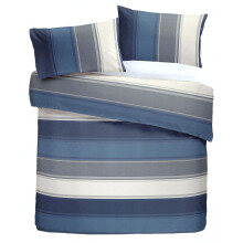Fusion - Betley - Classic Wide Stripe Duvet Cover Set - Super-King, Blue