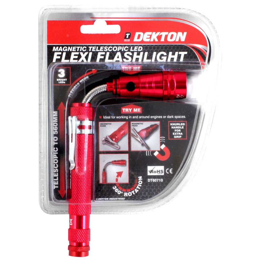 Flexible Flexi Torch Telescopic 3 LED Magnetic Pick Up Tool Light Flashlight