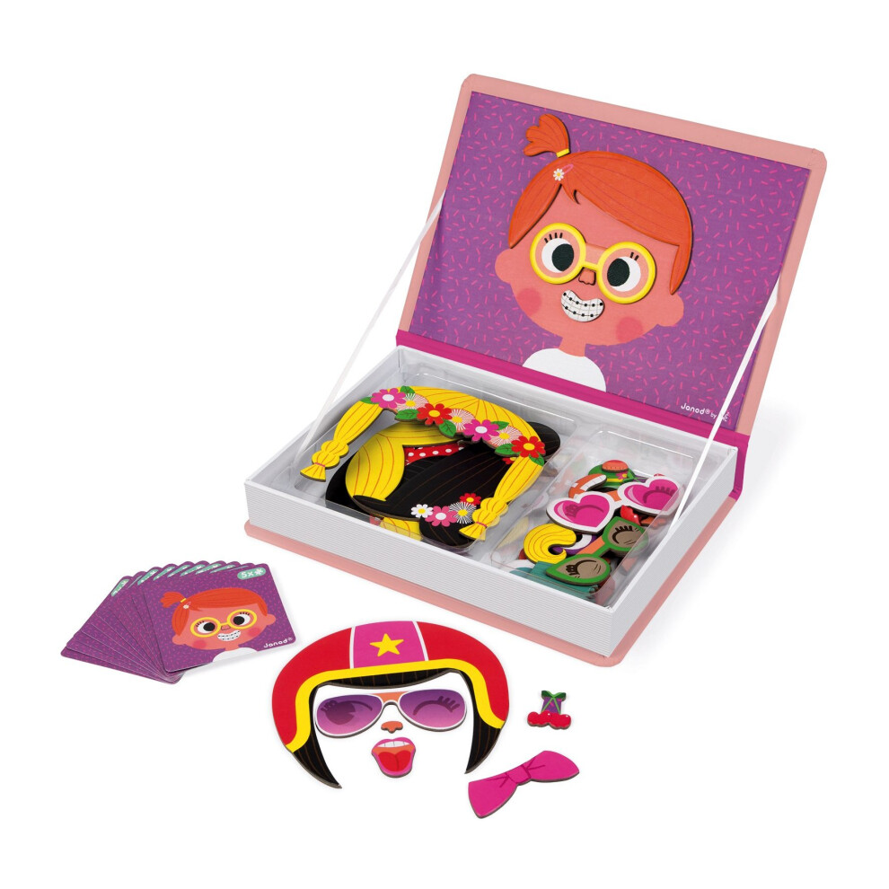 Janod J02717 Magneti'Book Crazy Faces Educational Game, Girls