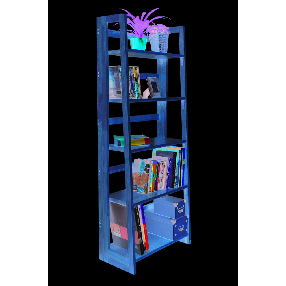 Premier Housewares Hevea Wood Five Tier Shelf Unit, Living Room Shelving Unit, Wooden Ladder Shelves For Storage Solution