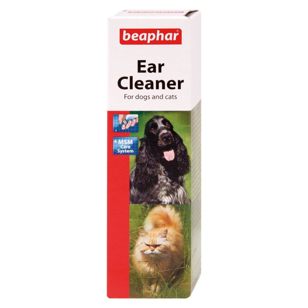 Beaphar Dog & Cat Ear Cleaner 50ml with MSM - Soothes Irritation & Helps Prevent Ear Mites (12 weeks+) 17625