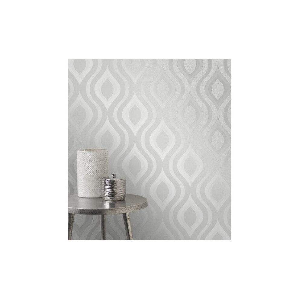 Elegant Quartz Geo Silver Wallpaper Wall Decoration 0.52M X 10.05M 5011419419685