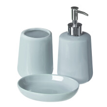 Premier Housewares Bathroom Sets Accessories Pale Blue Soap Dispenser Set Bathroom Accessory Set Set of 3 Bathroom Sets 17.3 X 8.3 X 8.3