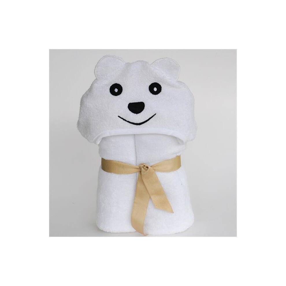 Bhtb002 Little Kid Bear Hooded Bamboo Turkish Towel - 2T-5T White Little Ashkim
