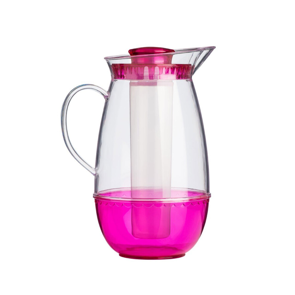 (Hot Pink) PS Plastic Jug With Ice Chamber, 2.5 Ltr