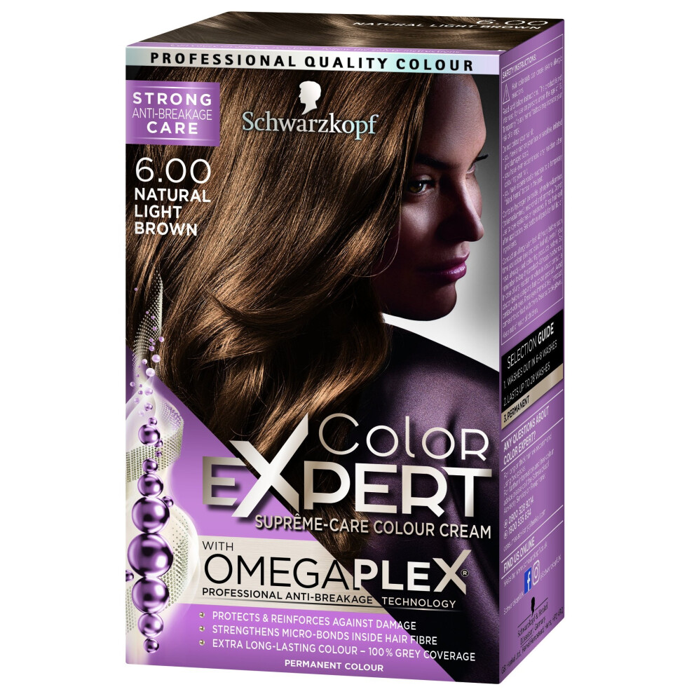 Schwarzkopf Colour Expert Omegaplex Hair Dye, Number 6.0, Natural Light Brown