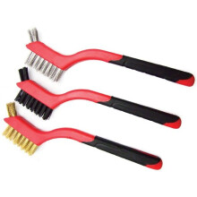 3pc Small Wire Hand Brush Set Nylon Brass Steel Brushes Paint Rust Remover