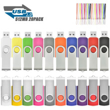 20Pack 512MB USB 2.0 Memory Stick Thumb Flash Pen Drives Swivel Design (Mixed Color With Lanyard)