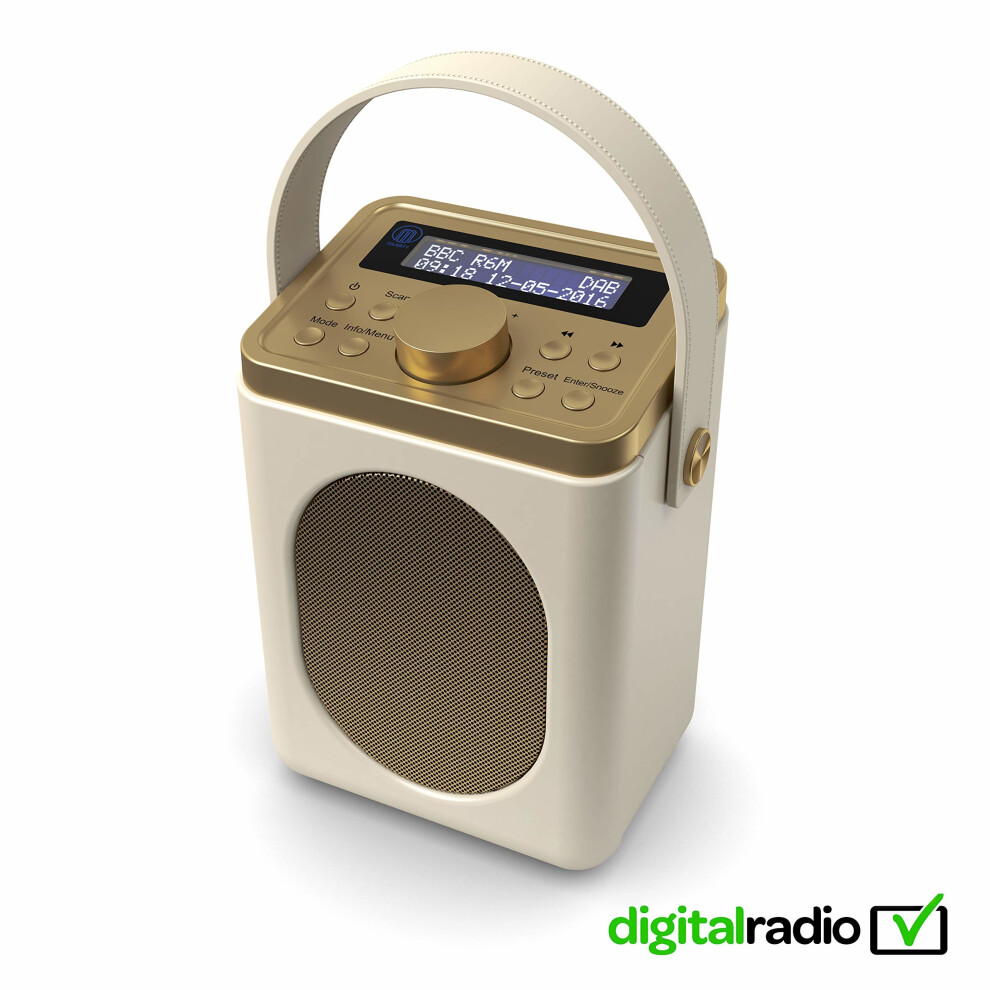Little Shelford DAB/DAB+ Digital & FM Radio, Portable Wireless, Bluetooth, with Stereo Sound, Dual Alarm Clock/Leather Effect Finish/Mains Powered...
