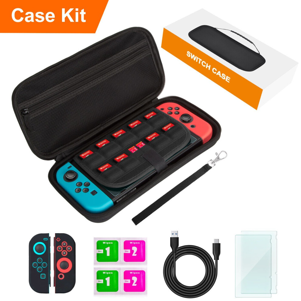 Switch Case for Nintendo Switch,Switch Accessories for Nintendo Switch,Includes Carry Case,Screen Protectors,Skins,Charge Cable,Wipes,Paper...