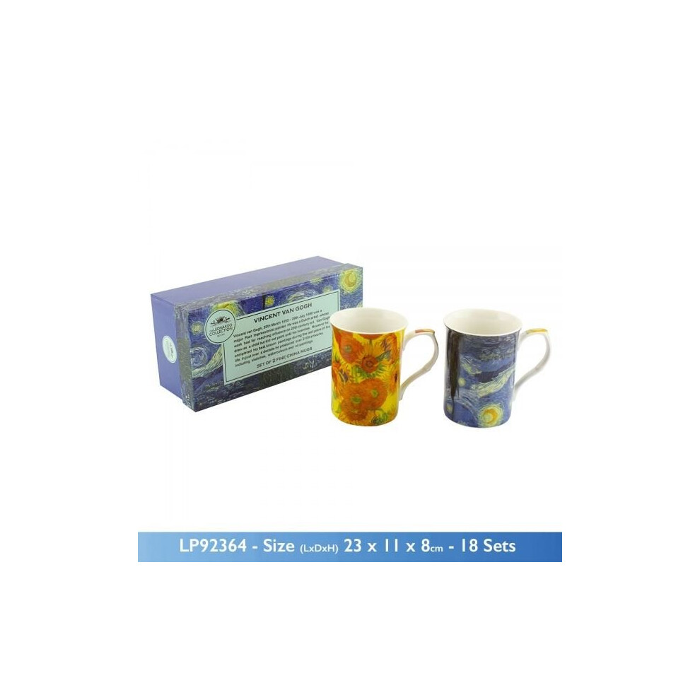 Set Of 2 Van Gogh Collection Castle Fine China Tea Coffee Mugs