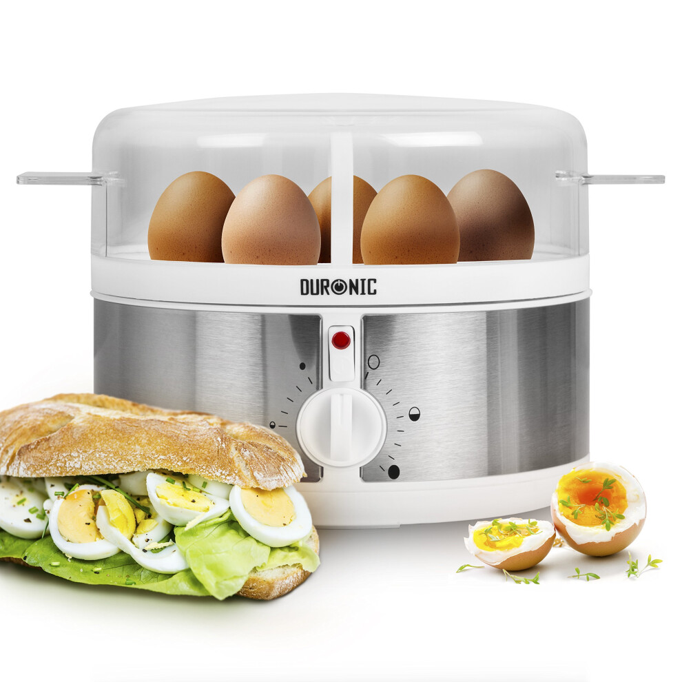 Duronic EB35 Electric 7 Egg Boiler Steamer Cooker with Buzzer - Soft | Medium | Hard Boiled Eggs Alarm Timer Settings | Stainless Steel - Includes...